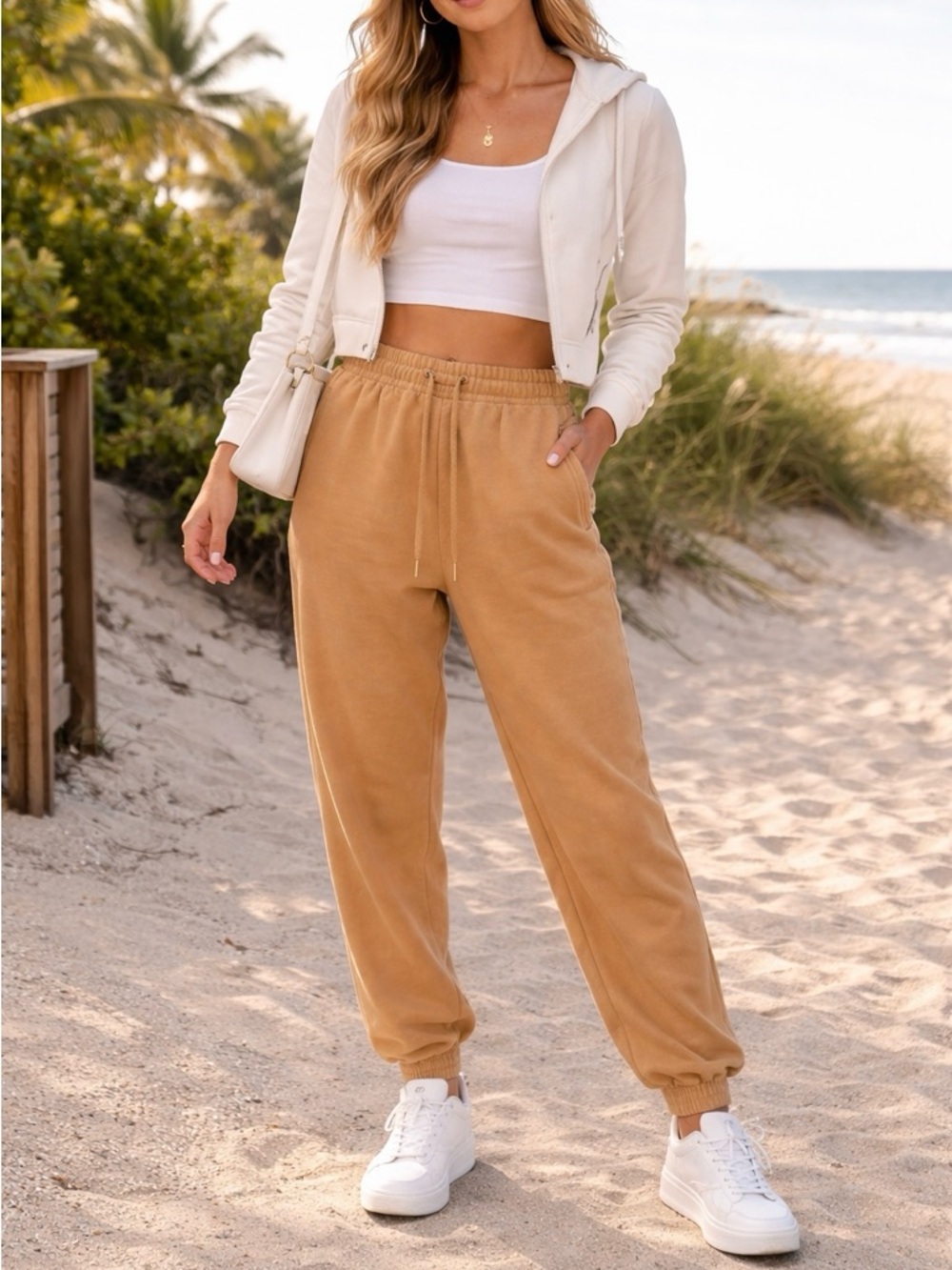AERIE Latte Jogger Sweatpants Women’s Size Small Short/Petite EUC